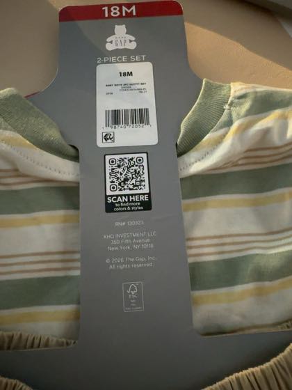 Baby Gap Boys 2-Piece Outfit Set — Green Stripe, 18M - image 1